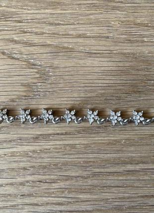 Браслет со звёздочками с камнями swarovski серебристый металлический4 фото