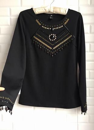 Лонгслив блуза h&m с вышивкой