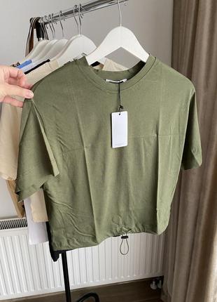 Новая футболка бежевая и зелёная xs,s,m mango2 фото