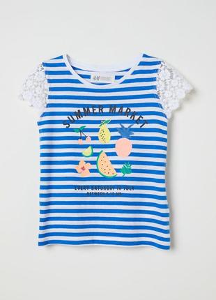 Футболка на дівчинку h&m з ажурним рукавах
