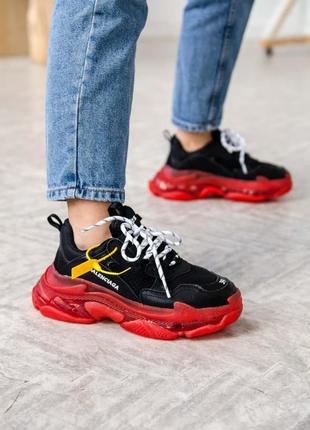Кросівки triple s clear black red sole