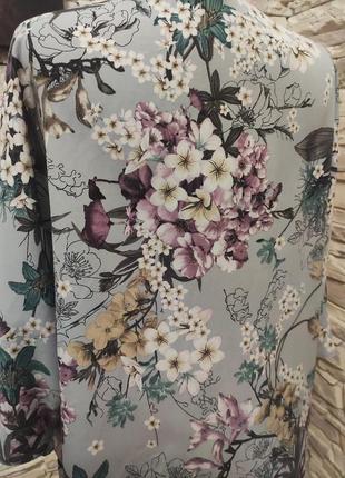 Красивая актуальная свободная серая цветочная туника накидка на купальник блуза new look4 фото