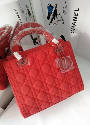 Сумка красная матовая кожаная в стиле christian dior❣️❣️❣️хит продаж