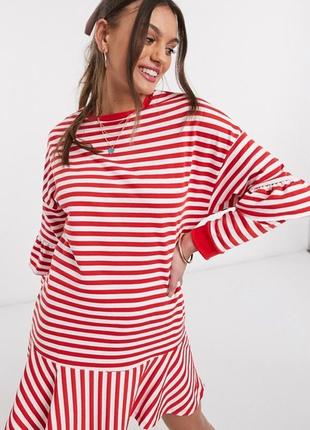 Трикотажне плаття міні в червоно-білу смужку 18 р2 фото