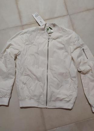Белый бомбер унисекс куртка2 фото