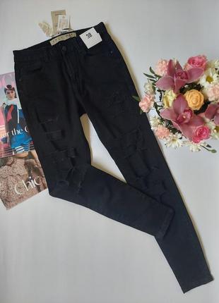 Чорні джинси скіні з розрізами,черные джинсы скинни