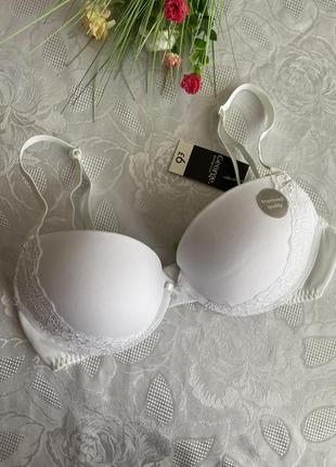 Білосніжний пуш-ап🔥бюстік george з кружевом 80c/85c