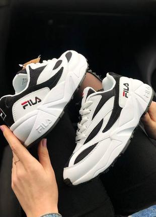 Нереально круті жіночі кросівки vert fila T12W034301FWS чорно-білі ретро