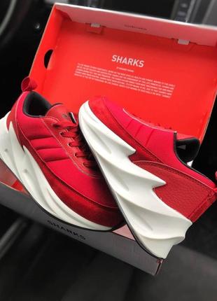 Шикарные женские кроссовки adidas sharks красные2 фото