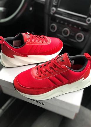 Шикарные женские кроссовки adidas sharks красные3 фото