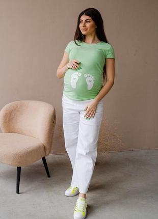 Футболка для вагітних, майбутніх мам, салатова (футболка для беременных, будущих мам )3 фото