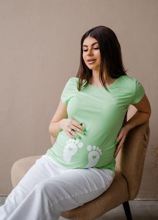 Футболка для вагітних, майбутніх мам, салатова (футболка для беременных, будущих мам )7 фото
