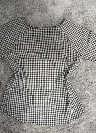 Блузка в клеточку с бусинами3 фото