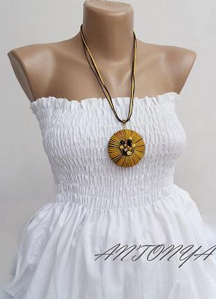 Кулон жовтий, кулон етнічний, кулон стиль бохо, кулон жовтий чорний