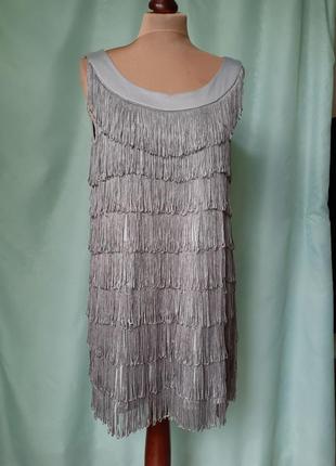 Сукня сіра з бахромою зі  шнурів h&m1 фото