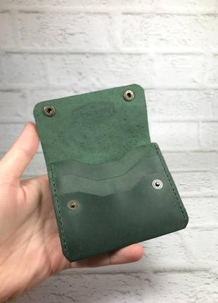 Кожаный миникошелёк "sheffield " зеленый.6 фото