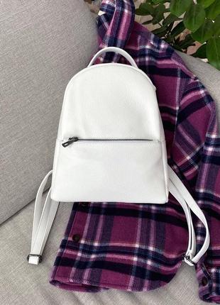 Стильный женский городской кожаный белый летний рюкзак, borse in pelle италия5 фото