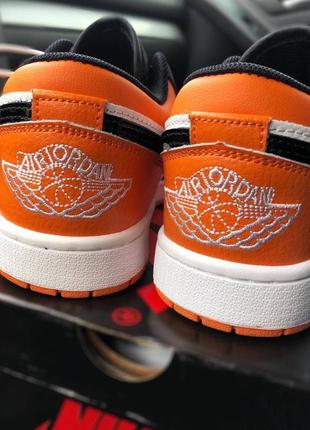 Отличные женские кроссовки nike air jordan 1 low оранжевые с чёрным3 фото