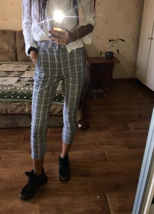 Штани в клітку з кишенями хс