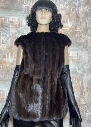 Норкова безрукавка жилетка канадська норка р.42-44