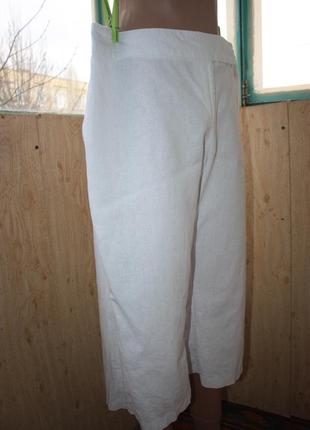 Удобные натуральные белые бриджи шорты лён+вискоза батал3 фото