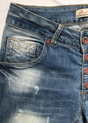 Red blue шорти джинсові бойфренди на гудзиках болтах з потертостями6 фото