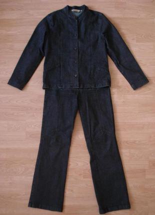 Джинсовый брючный костюм стрейчевые прямые джинсы