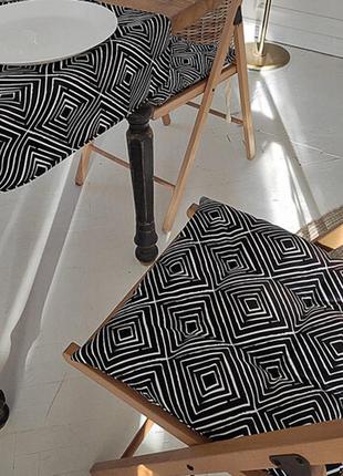 Подушка на стілець із зав'язками ромбоподібний орнамент 40х40 см (pz_21a015)1 фото