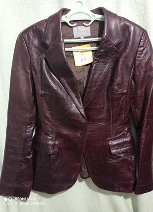 Кожаный коричневый шоколадный жакет пиджак куртка приталенная премиум класса натуральная кожа3 фото