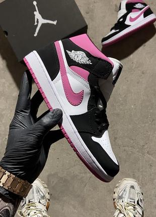 🔥 кросівки Nike Air Jordan 1 Retro High Nouveau Snakeskin Black Red Mens Shoes 819176-001 mid pink black.