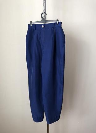 Coral ретро винтаж костюм брюки бананы жилет синий шёлк6 фото