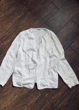 Красивый белый льняной пиджак большого размера2 фото