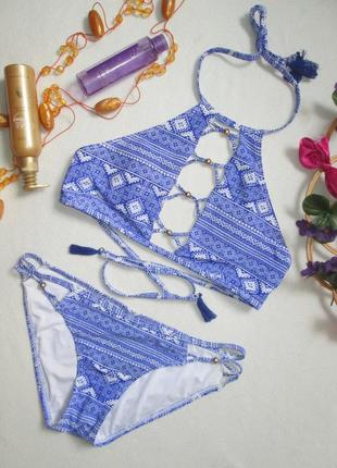 Суперовый раздельный купальник в орнамент с переплётами new look 🌺👙 🌺