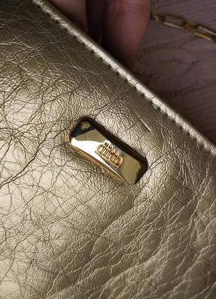 Клатч сумочка золотая мини на цепочке8 фото
