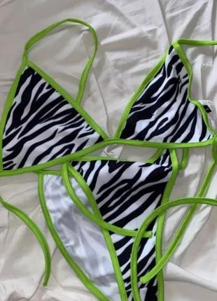 Купальник "зебра" з неоновою окантовкою | розмір m