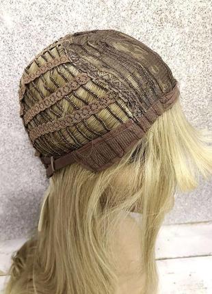 Парик пшеничный блонд длинный волнистый термостойкий с пробором + шапочка под парик в подарок!5 фото