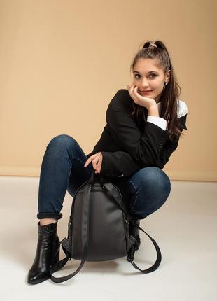 Новинка! мега трендовый крутой брендовый женский черный рюкзак для универа4 фото