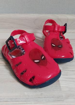 Детские красные силиконовые босоножки/сандалии/тапочки marvel spiderman 13,5см