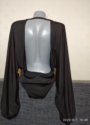 Блуза боди с открытой спинкой ,обьемным рукавом topshop uk6, евро 34, наш 40/42/443 фото