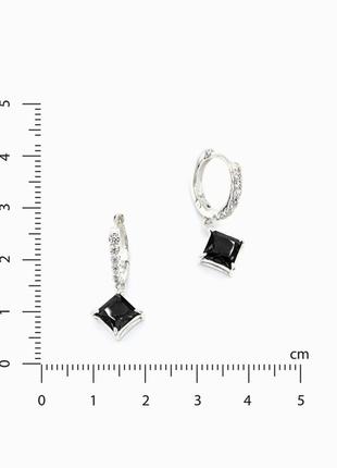 Срібні сережки сіріус з чорним каменем2 фото
