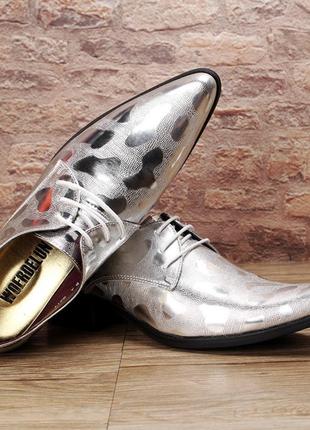 Модные серебрянные кожаные туфли оксфорды woerdelum р. 40