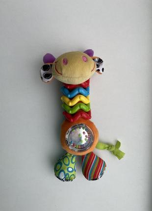 Развивающая мягкая игрушка  жираф, шуршалка с бусинами - бренд playgro