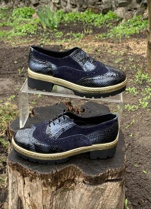 Туфли женские, натуральная замша, синий цвет