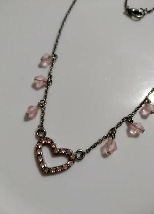 Чокер цепочка с сердечком и бусинами