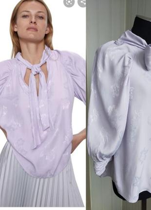 Блуза с пышными рукавами бантом лилового цвета zara , 160/80 cm4 фото