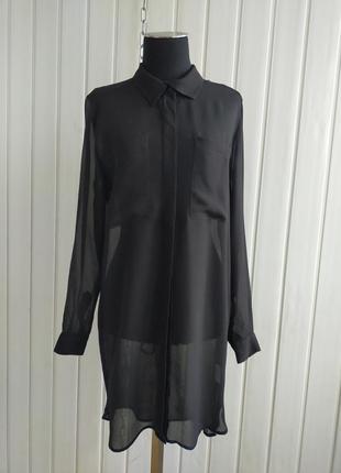 Полупрозрачная блуза платье dagmar , 34, удлинённая чёрная вискоза