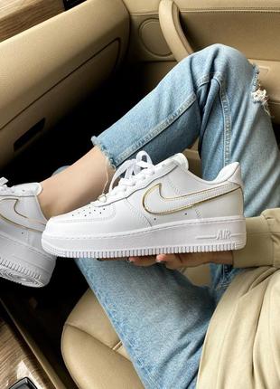 Nike air force 1 07 essential white gold, жіночі кросівки найк4 фото