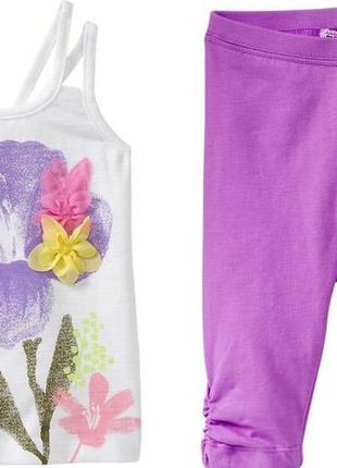 Комплект майка на бретельках с аппликацией 3д + капри old navy