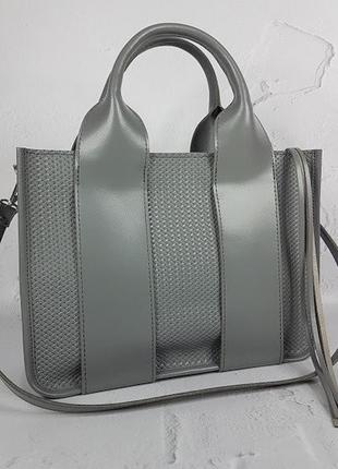 Деловая кожаная сумка "liberta" серая