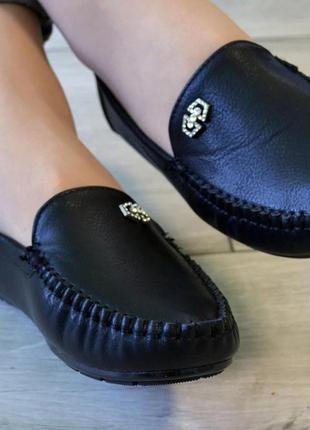 Мокасины женские черные 36р, мягкие и удобные эко кожа туфли (b-278)8 фото
